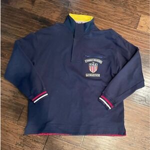 USA Athletics Tommy Hilfiger Mens 1/4 Zip Pullover Sweatshirt‎ Blue Mock Neck L
